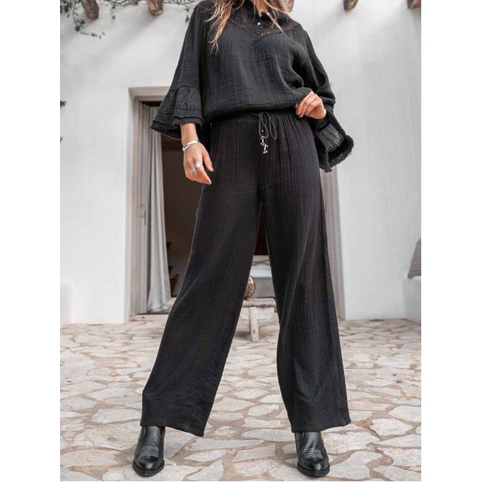 Black Breeze Wide Breeze Trousers