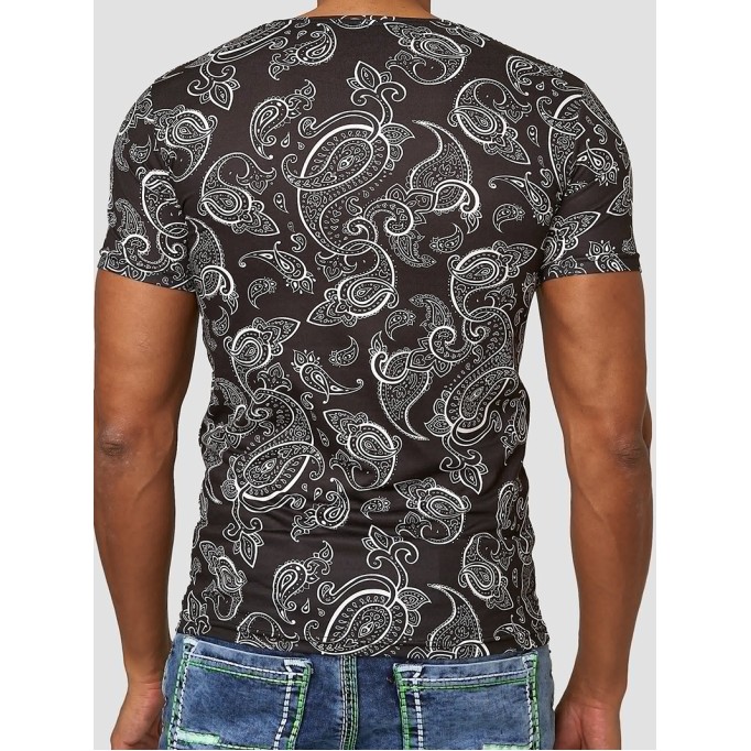 Black Cashew Flower Short Sleeve T-shirt