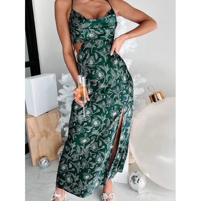 Elegant satin printed dress