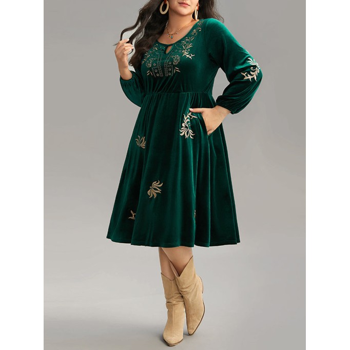 Elegant senior velvet embroidered dress