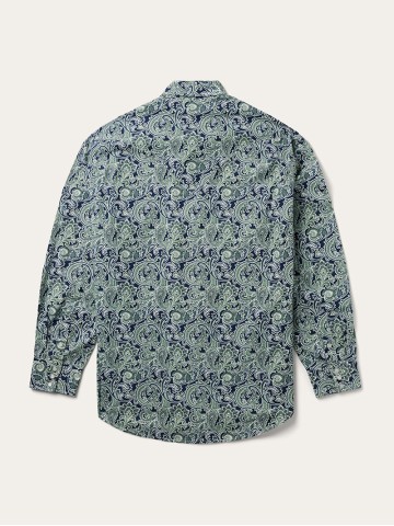 Men's Printed Western Green Shirt