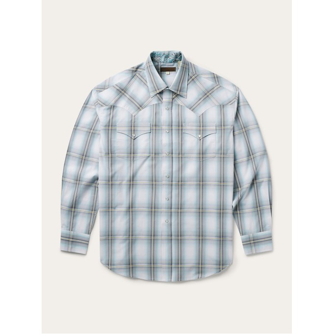 Grey Sky Ombre Plaid Western Shirt