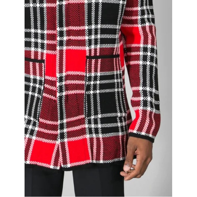 Heavyweight plaid hoodie sweater jacket