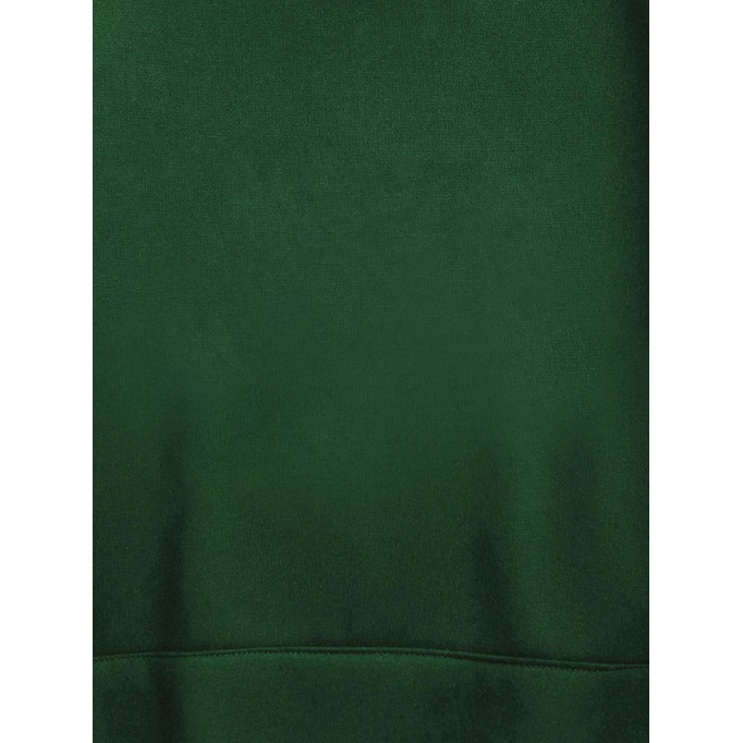 Letter-embroidered puffy fleece-lined green hoodie