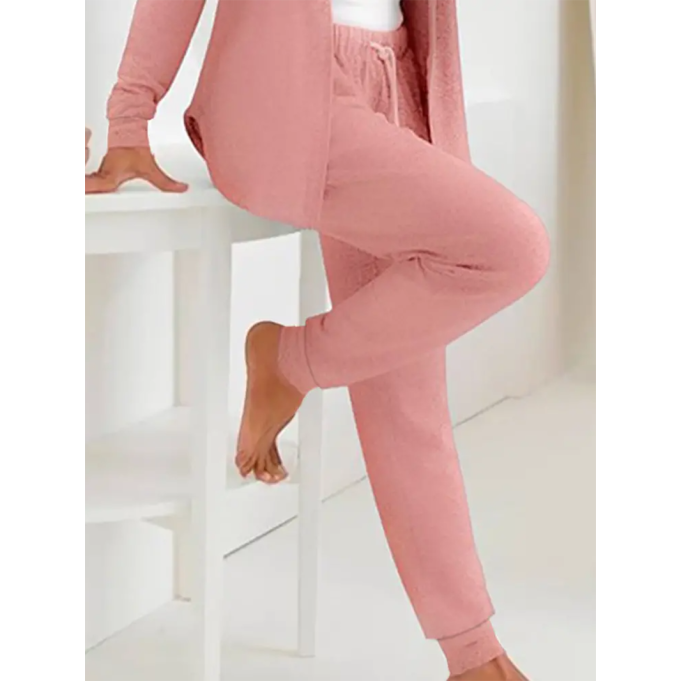 Long Sleeve Hooded Top Drawstring Pants Set