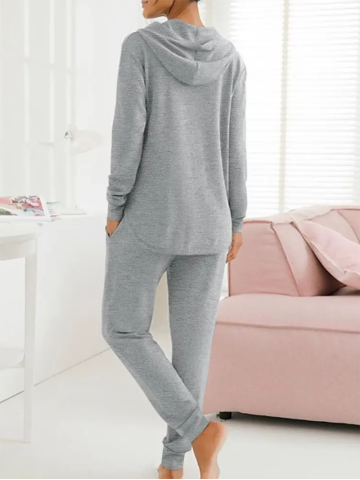 Long Sleeve Hooded Top Drawstring Pants Set