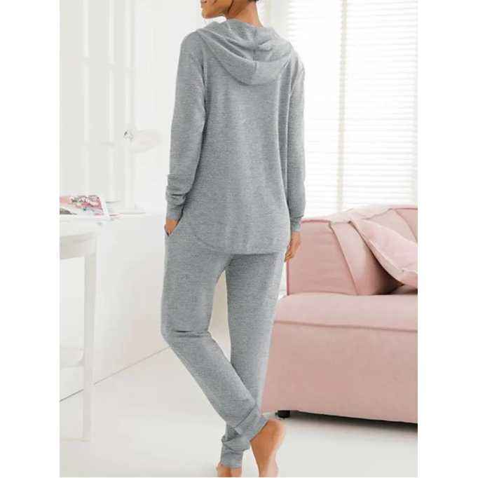 Long Sleeve Hooded Top Drawstring Pants Set