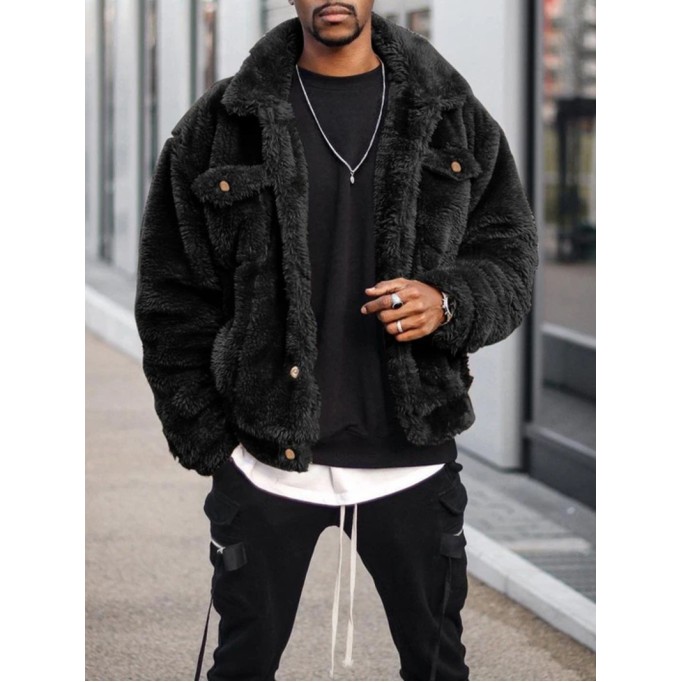 Men's Casual Oversized Plush Coat Jacket