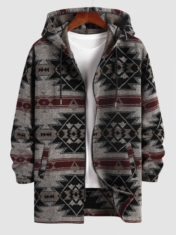 Men's Casual Oversized Print Coat Long Jacket