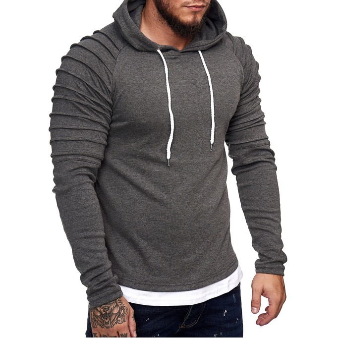 Men's gray ribbed hoodie