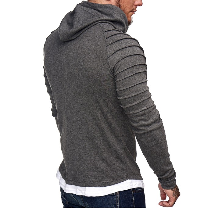 Men's gray ribbed hoodie