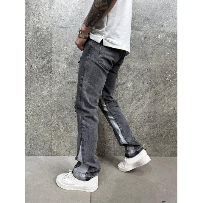 Men's street grey flare jeans