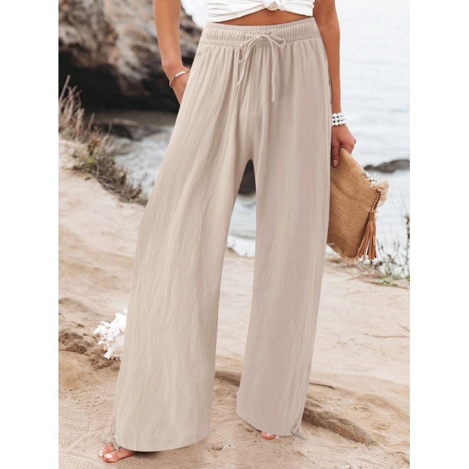 Pleated thin comfortable wide-leg trousers