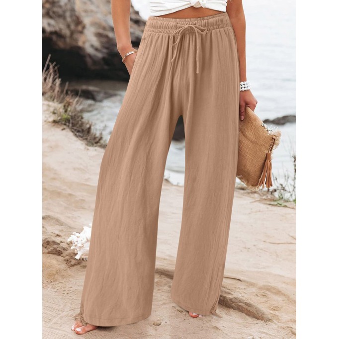 Pleated thin comfortable wide-leg trousers