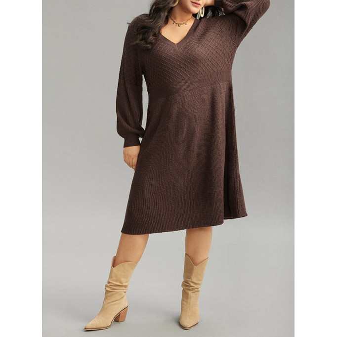 Plus-size V-neck sweater dress