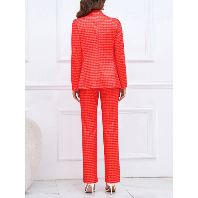 Qianniao grid double breasted suit jacket straight leg suit suit