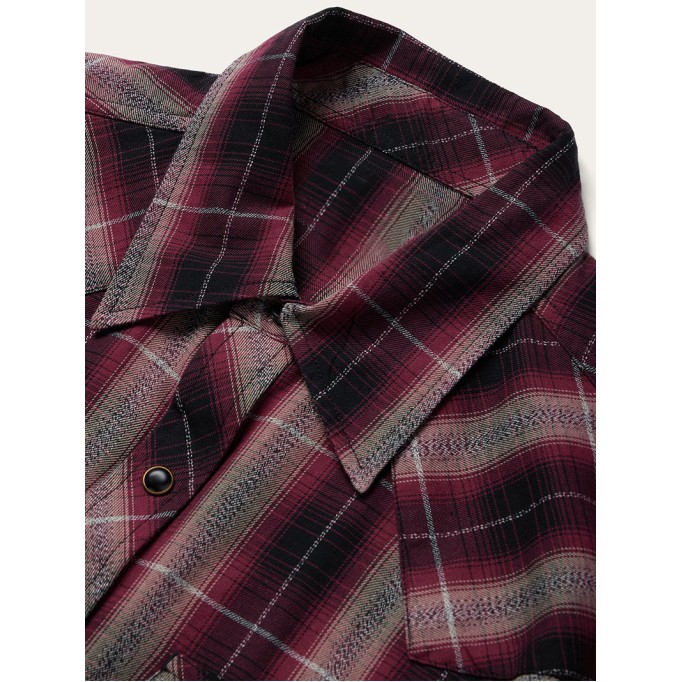 Red Marl Plaid Western Shirt