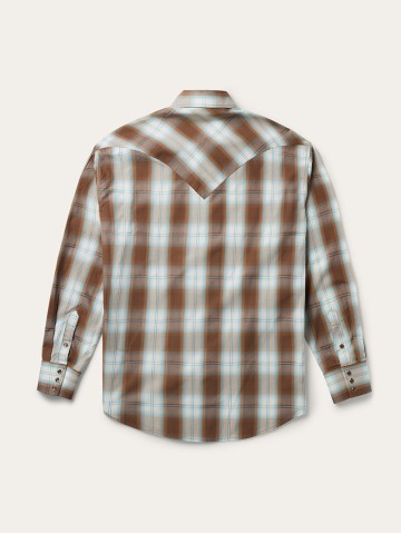 Men's Sand Ombre Plaid Western Shirt