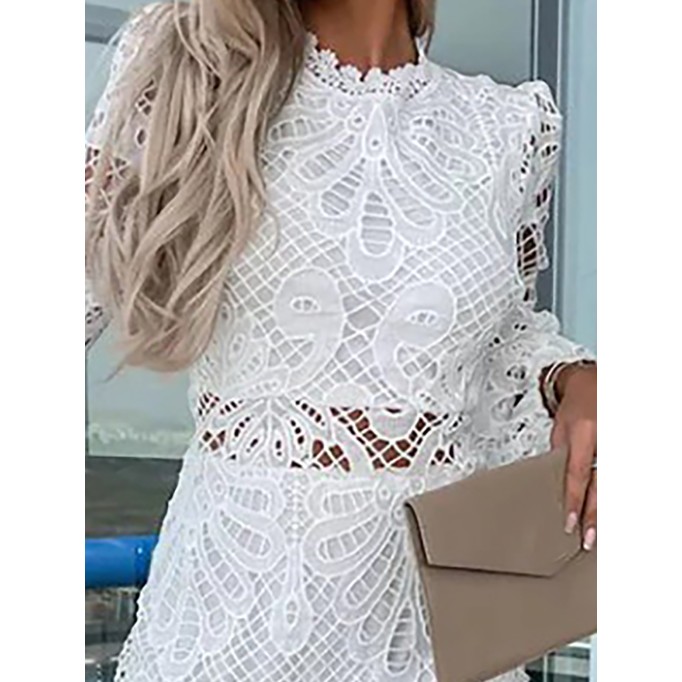 LACE PETAL TRIM MINI DRESS