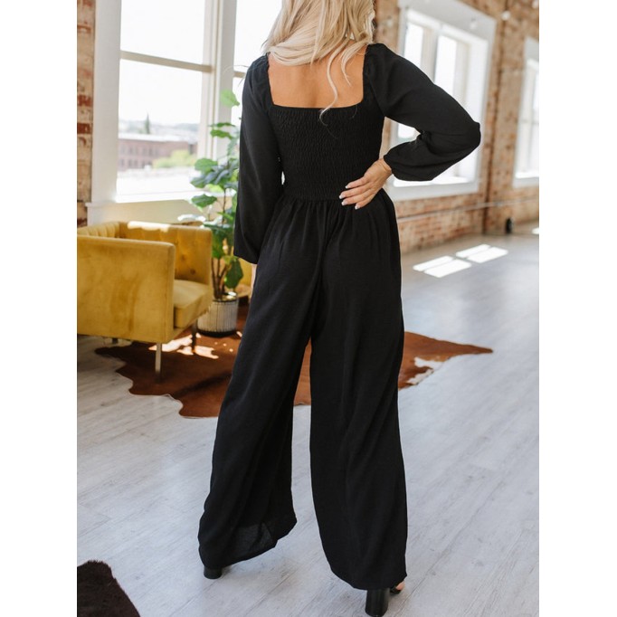 Smocked Wide Leg Jumpsuit