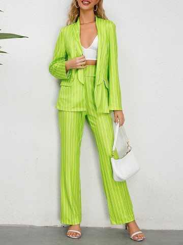 Striped suit jacket straight pants set