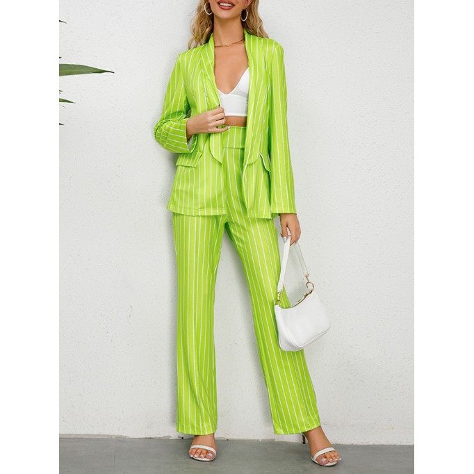 Striped suit jacket straight pants set