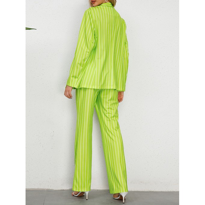 Striped suit jacket straight pants set