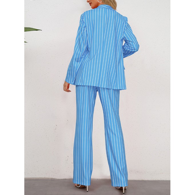 Striped suit jacket straight pants set