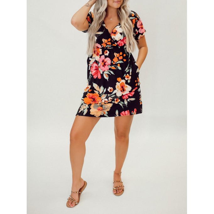 Tropical floral pattern dress