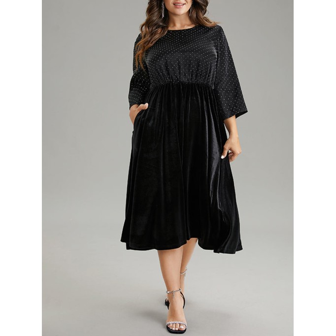 Velvet patchwork plus-size women's dress dress