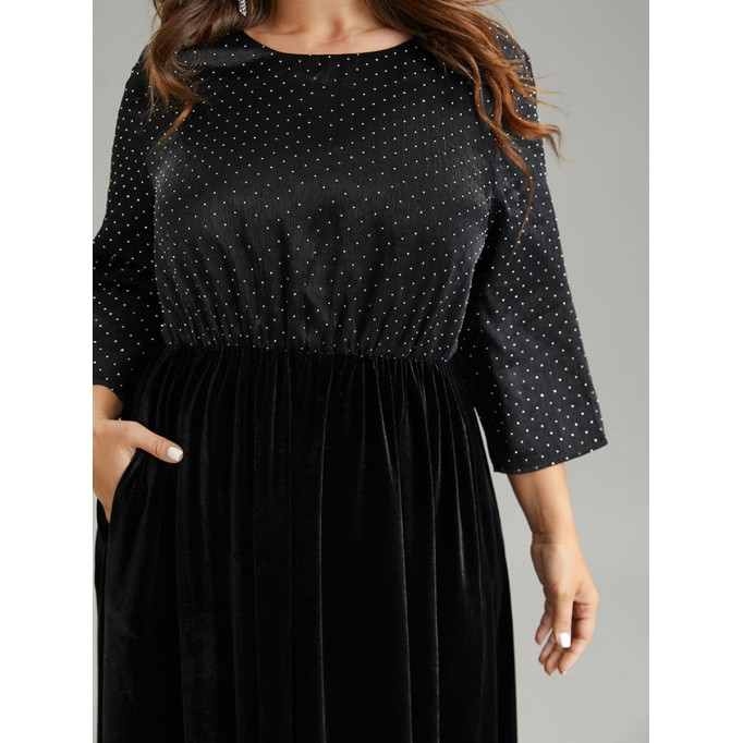 Velvet patchwork plus-size women's dress dress