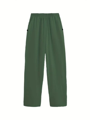 Women's army green cotton and linen pants