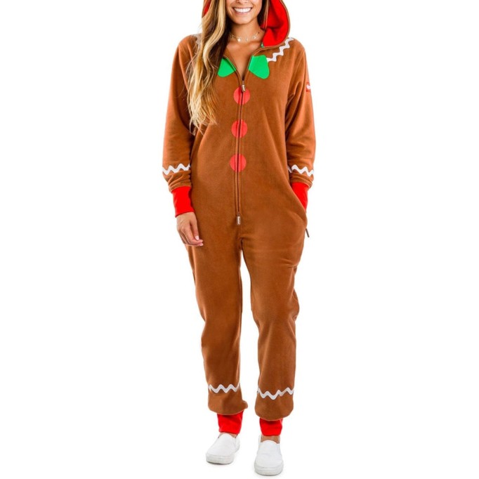 Women's Christmas Contrast Zip Jumpsuit