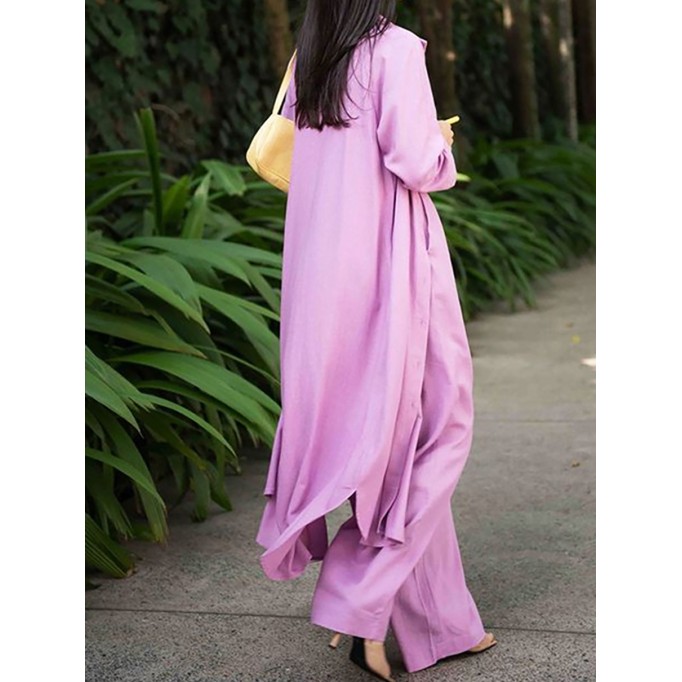 Women's Fashion Mid-Length Shirt Camisole Straight Wide Leg Pants Three Piece Set