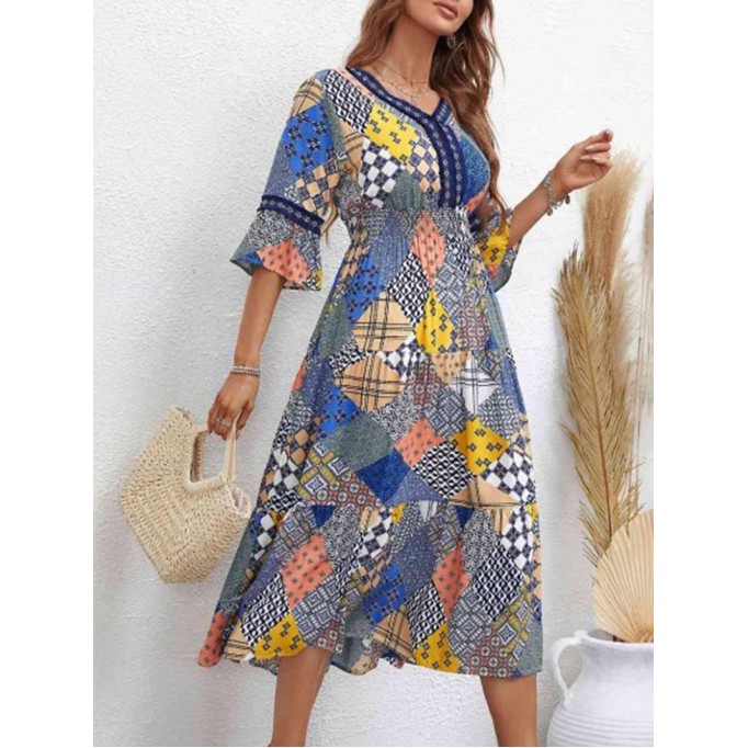 Women's geometric pattern printed dress