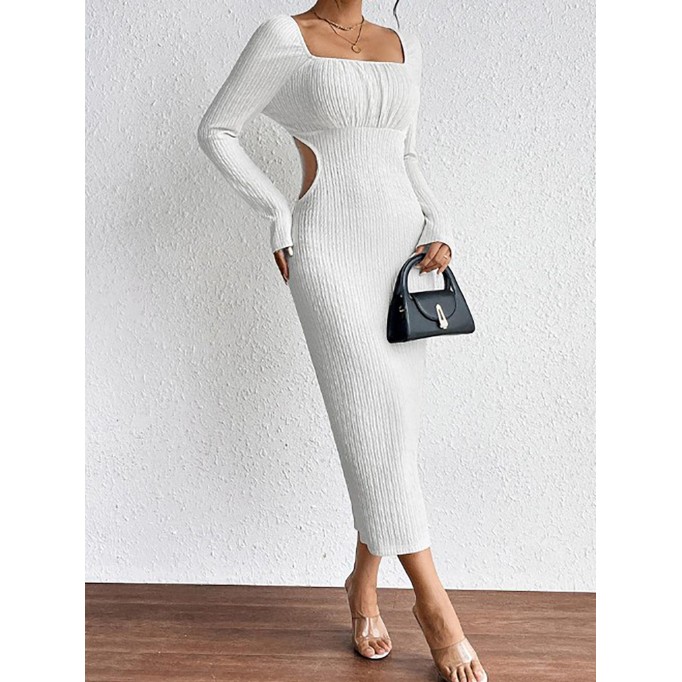 Women's hollowed out slim knit dress