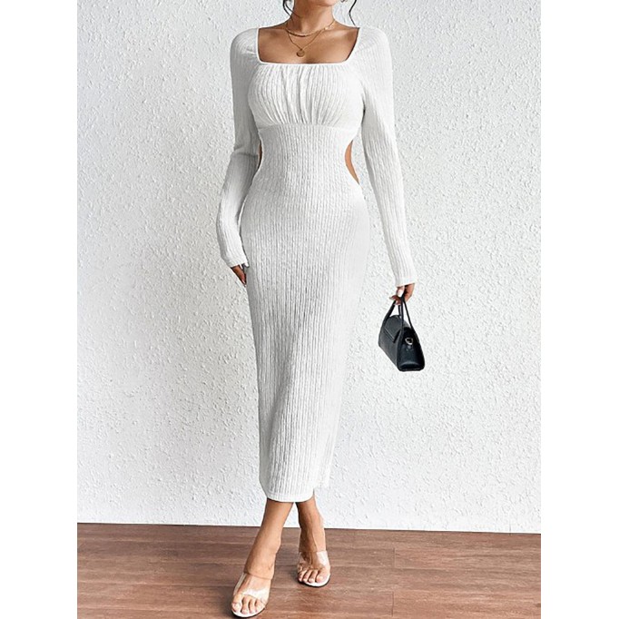 Women's hollowed out slim knit dress