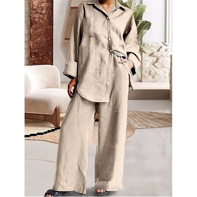 Women's nine-quarter sleeve shirt loose pants two-piece suit