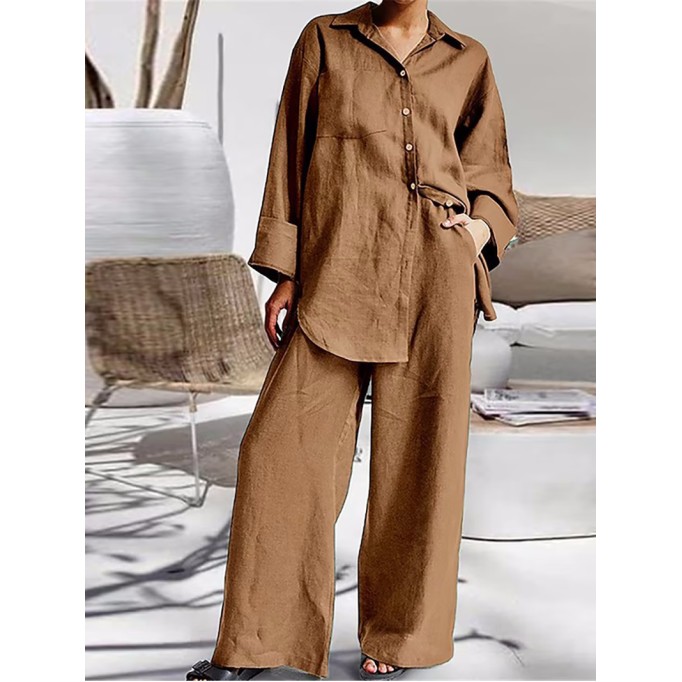 Women's nine-quarter sleeve shirt loose pants two-piece suit