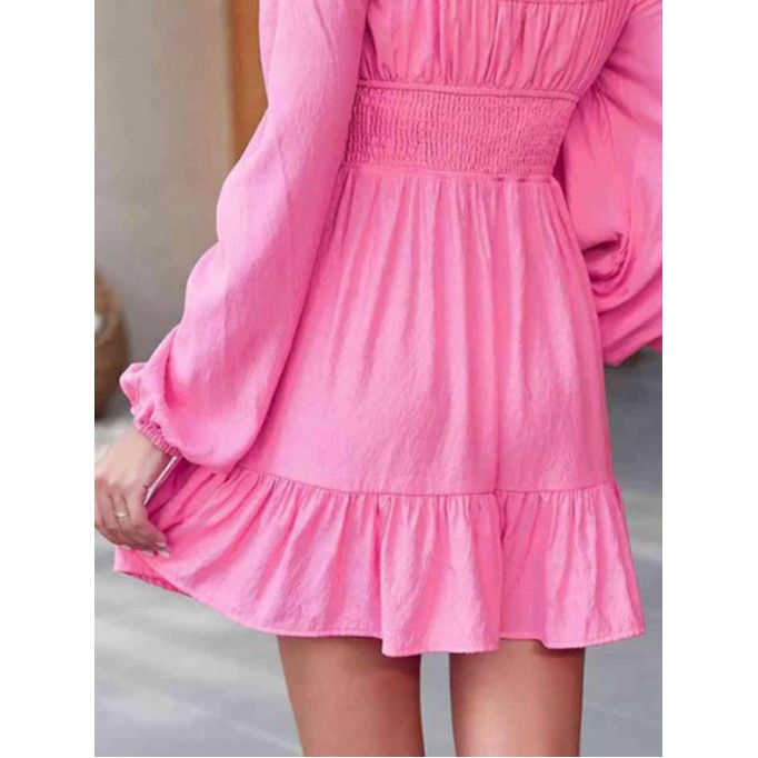 Women's pink bubble sleeved dress