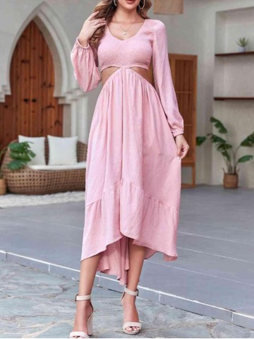 Women's pink open waist dress