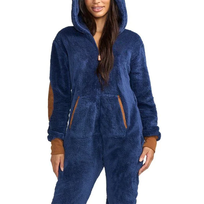 Women's Plush Hooded Jumpsuit