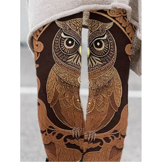 Women's Retro Owl Print Leggings