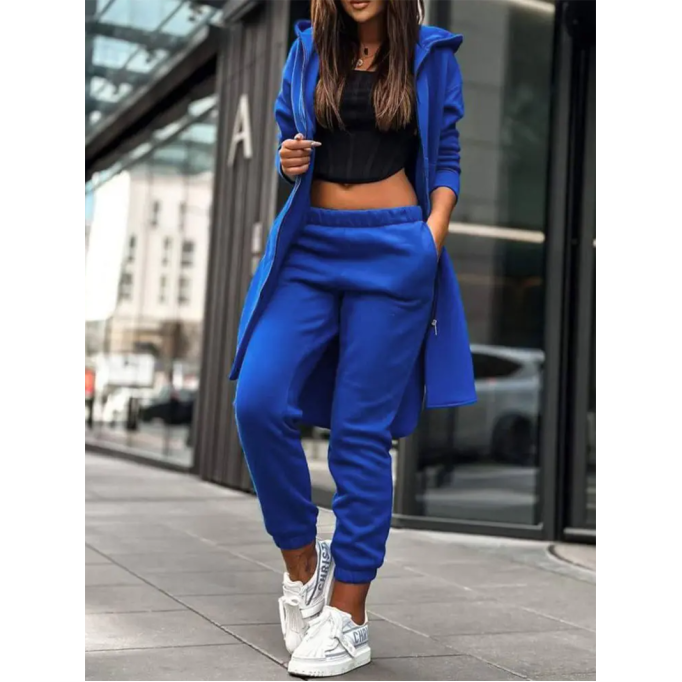 Women's Solid Color Hoodie Two Piece Set