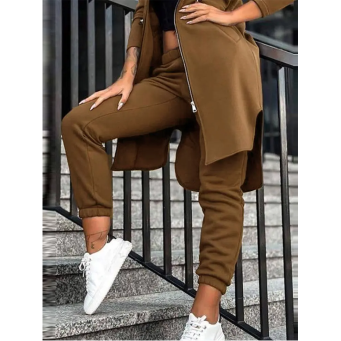 Women's Solid Color Hoodie Two Piece Set