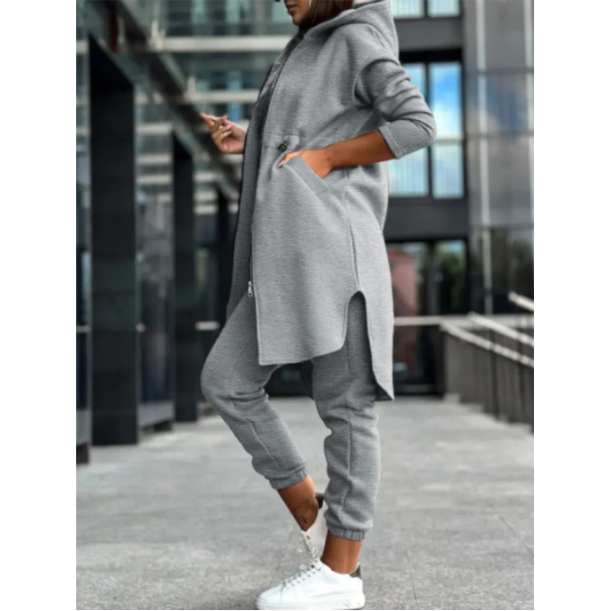 Women's Solid Color Hoodie Two Piece Set