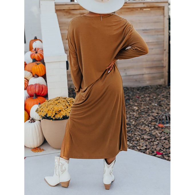 Women's Solid Color Split Long Dress