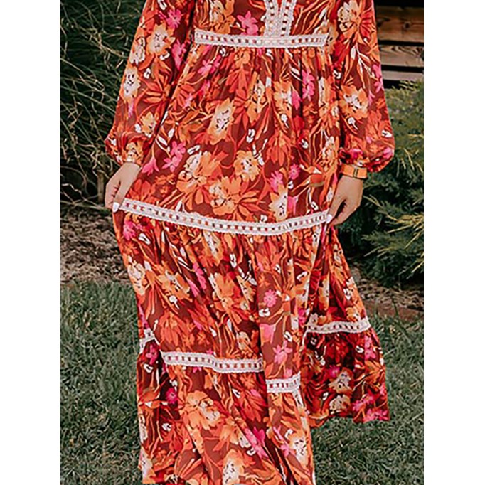 Women's Warm Floral Print Dresses